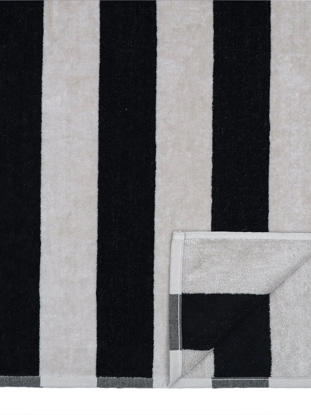 2-Mainstays Cabana Striped Cotton Beach Towel w/ Hanging Loop Black / Tan 28x58
